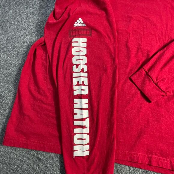 Indiana Hoosiers Shirt Mens Extra Large Red Long Sleeve Adidas NCAA Basketball - Picture 9 of 9